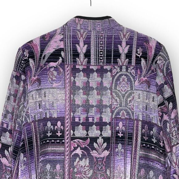 Dressbarn Embroidered Purple Tapestry Zip Up Blazer Jacket Women’s Size 1X - Picture 9 of 14